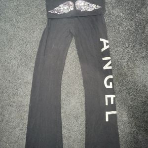 Victoria's Secret Angel Silver glitter wings yoga pant